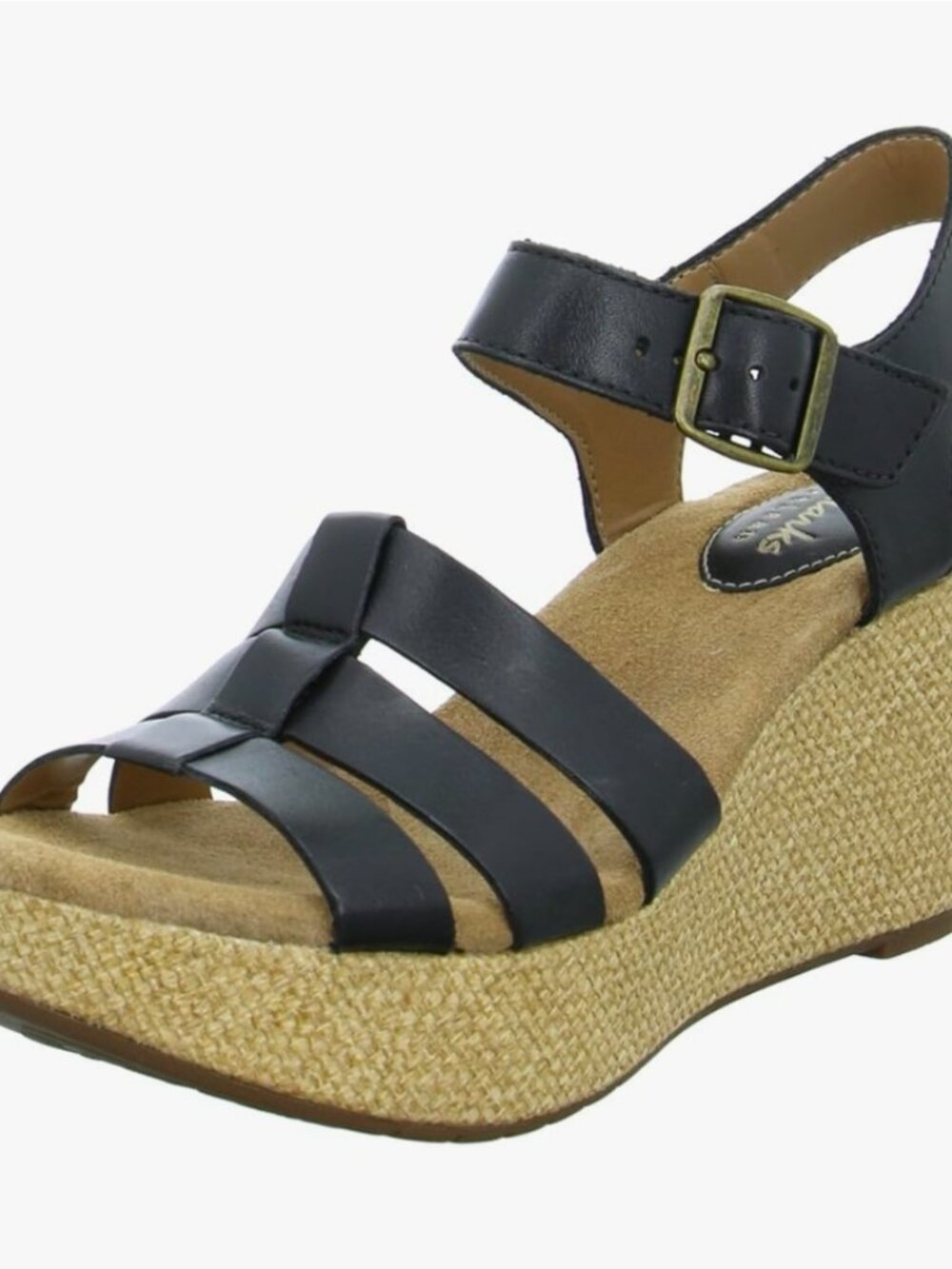 Clarks Ledella Trail & Caslynn Harp Black Strappy Sandals with Buckle - Picture 2 of 15